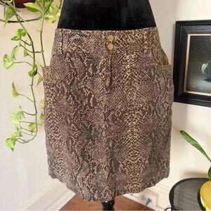 Chaps Snakeskin Print Denim Mini Skirt - Size 10